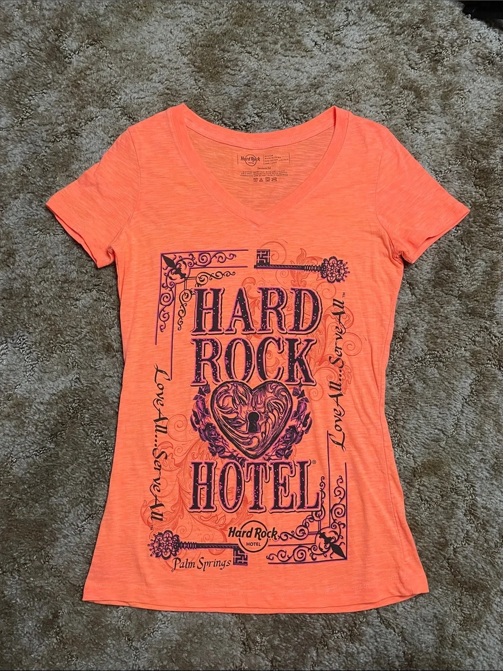Hard Rock Hotel Juniors Fit Medium Y2K Orange‎ T Shirt